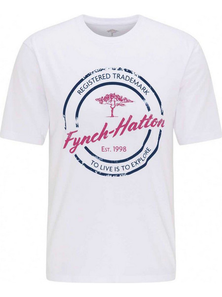 Fynch Hatton Κοντομάνικη T Shirt της γραμμής Malaga σε Άνετη γραμμή - 1121 1605 1010 White Midnight