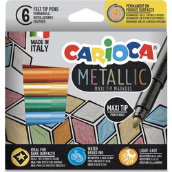 Carioca Metallic Maxi Tip Μαρκαδόροι Ζωγραφικής Σετ 6 Χρώματα