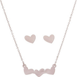 Medisei Dalee Set Triple Heart Σετ Κολιέ Και Σκουλαρίκια Stainless Steel 3 τεμάχια