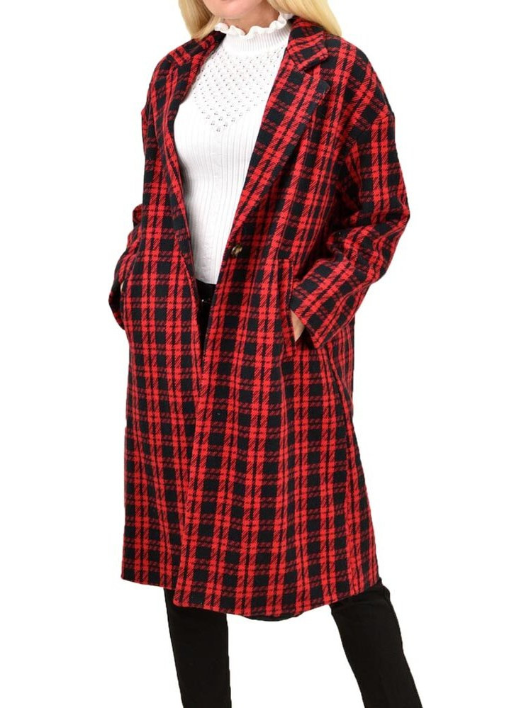 Γυναικείο παλτό καρό Κόκκινο 13464