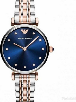 Emporio Armani Γυναικείο Ρολόι με Ασημί Ροζ Χρυσό Μεταλλικό Μπρασελέ AR11092