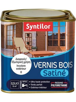 Syntilor Vernis Bois Βερνίκι Επιφάνειας Ξύλου Νερού Satin Διάφανο 0.5lt