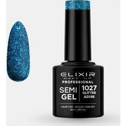 Elixir Semigel 1027 Azure Glitter Ημιμόνιμο Βερνίκι Νυχιών 8ml