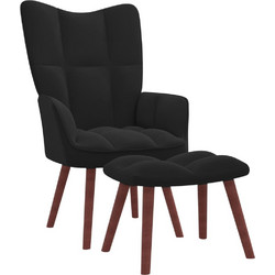 vidaXL Πολυθρόνα Relax με Υποπόδιο Βελούδινη Μαύρη 328068