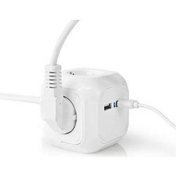 Πολύπριζο PowerCube Nedis (EXSOC415UFWT) 4x Schuko& 2x USB θύρες - White NEDIS EXSOC415UFWT