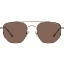Vogue VO4220S 548/73 Ανδρικά Γυαλιά Ηλίου Πολυγωνικά Κοκάλινα Μεταλλικά Ασημί με Καφέ Polarized Φακό