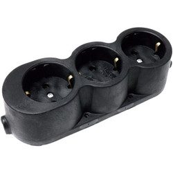 RUBBER MULTISOCKET TRIPLE 16A BLACK