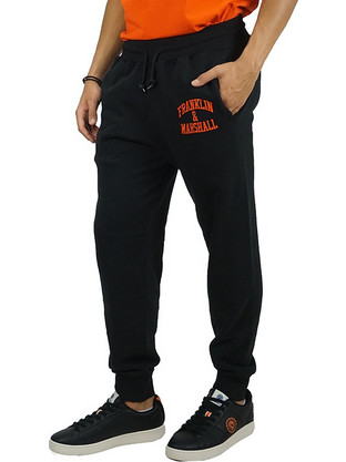 Franklin & Marshall Brushed Cotton Ανδρικό Παντελόνι Φόρμας Fleece με Λάστιχο Μαύρο JM1003.000.2002P01-098