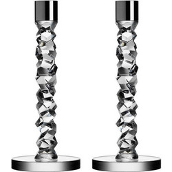 Σετ2 Κρυστάλλινα Κηροπήγια Carat Ασημί 24cm
