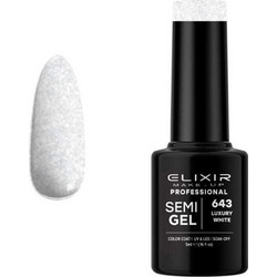 Elixir Semigel 643 Luxury White Glitter Ημιμόνιμο Βερνίκι Νυχιών 5ml