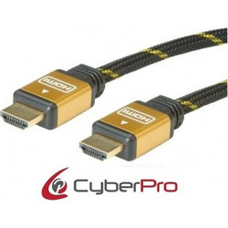 CyberPro Καλώδιο HDMI 2.0 Braided HDMI Male to HDMI Male 1m Black