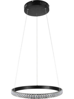 Globostar Diamond Κρεμαστό Φωτιστικό Οροφής Μονόφωτο LED με Ρυθμιζόμενο Λευκό Φως Μαύρο Φ40cm 61128