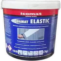 Isomat Aquamat Elastic Ελαστομερές Επαλειφόμενο Στεγανωτικό Τσιμεντοειδές Κονίαμα Ταράτσας & Δεξαμενής Λευκό 7kg