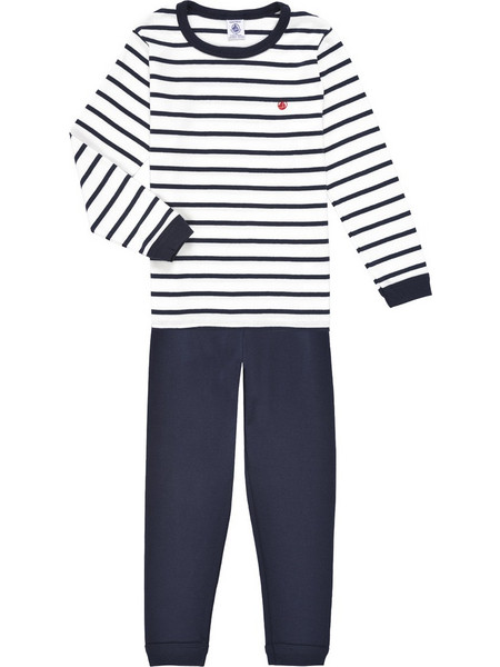 Petit Bateau Παιδική Πιτζάμα Βαμβακερή Χειμωνιάτικη Μπλε Λευκή A01DE-01