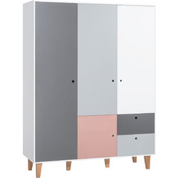 PoliHome Τρίφυλλη Ντουλάπα Ρούχων Concept Γκρι 153x55x201.2cm 161440389