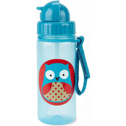 Skip Hop Zoo Κουκουβάγια Παιδικό Μπουκάλι Πλαστικό BPA Free με Καλαμάκι Μπλε 384.5ml