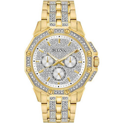 Bulova Ανδρικό Ρολόι Χρονογράφος με Χρυσό Μεταλλικό Μπρασελέ 98C126