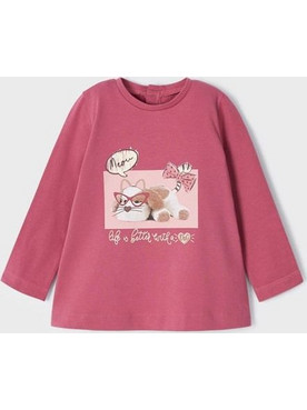 Mayoral Baby Μπλούζα Μακρυμάνικη Ecofriends με Στάμπα Χρώμα Ροζ Σκούρο (12-02098-019)