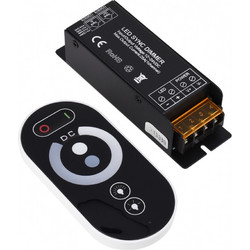 GLOBOSTAR DIMMERIO 73312 Σετ Dimmer με RF Ασύρματο Χειριστήριο με 1 x 25A 600W Κανάλι DC 12-24V 25A 600W Max IP20 - RF2.4Ghz SYNC - Μ12.8 x Π4.1 x Υ3.4cm