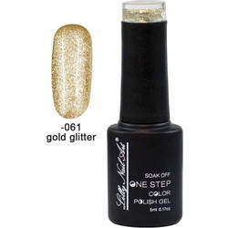 Lilly Nail Art One Step Gold Glitter Ημιμόνιμο Βερνίκι Νυχιών 5ml