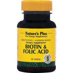 Nature's Plus Biotin Folic Acid 30 Ταμπλέτες