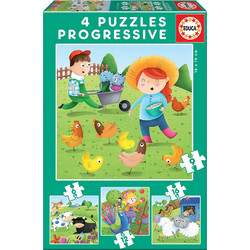 Παιδικό Puzzle Educa Ζώα Της Φάρμας 4 in 1 6 + 9 + 12 + 16 Κομμάτια