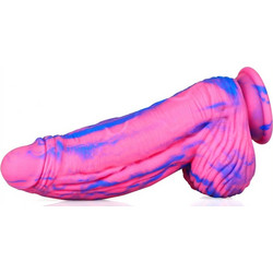Kinksters Silicone Fat Dick Ρεαλιστικό Dildo με Βεντούζα & Όρχεις 18cm Μπλε Ροζ