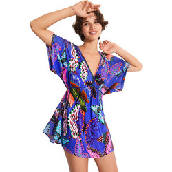 Desigual Angustias Mini Καλοκαιρινό Καθημερινό Φόρεμα Royal Blue 22SWMW19-5036