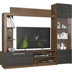Σύνθετο σαλονιού June pakoworld καρυδί-wenge 204x35x177εκ