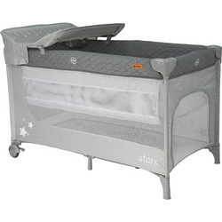 Bebe Stars Comfort Stars Παρκοκρέβατο 2 Επίπεδων με Στρώμα Δίχτυ & Αλλαξιέρα Γκρι
