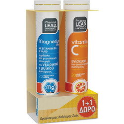 Pharmalead Μαγνήσιο Vit B6 & Κάλιο 20s + Bιταμίνη C 1000mg 20 Αναβράζοντα Δισκία