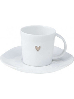 Raeder Heart Silver Φλιτζάνι Espresso & Ελληνικού Καφέ Πορσελάνης Ασημί