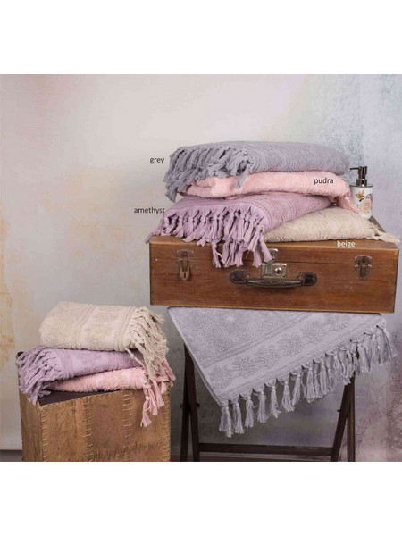 Πετσέτα Ζακάρ Daisy με Δεμένο Κρόσσι 550gsm 100x150 Beige
