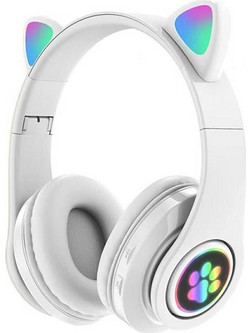 Aria Trade CAT Ασύρματα Bluetooth Παιδικά Ακουστικά On Ear Λευκά