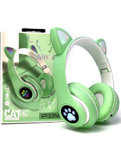 Cat P33M Ενσύρματα & Ασύρματα Bluetooth Ακουστικά Over Ear Πράσινα