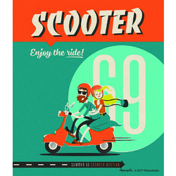 Πανί Με Μικροΐνες Σχέδιο Scooter