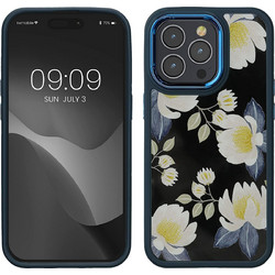 KWmobile Crystal Hard Case - Σκληρή Διάφανη Θήκη με TPU Bumper - Apple iPhone 14 Pro Max - White Blossoms / Yellow / Dark Blue / White (60469.02)
