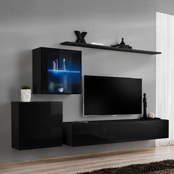 RAVENNA Devona Glass Σύνθεση Σαλονιού Μαύρη 250 x 40 x 150