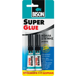 Κόλλα στιγμής Bison Super Glue Liquid 1+1 2x3gr