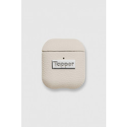 Tapper Θήκη για AirPods Gen 1 & 2 Δερμάτινη με Ασημί Λεπτομέρεια Λευκή 1857