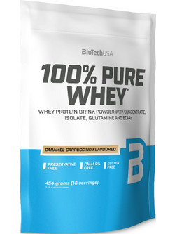 Biotech USA 100% Pure Whey Caramel Cappuccino Πρωτεΐνη Ορού Γάλακτος Γράμμωσης Χωρίς Γλουτένη 454gr