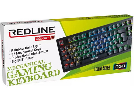 REDLINE RGK-901 Μηχανικό Gaming Πληκτρολόγιο TenKeyLess με Custom Blue Διακόπτες RGB Black