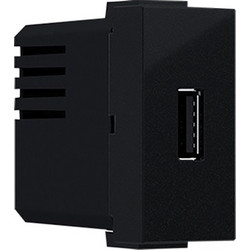 Acaelec Modys Πρίζα Τροφοδοσίας 1xUSB 1 Στοιχείου 1P IP20 230V 50Hz 0.3A 5V DC 1.2A Μαύρο Ματ (10101412354)