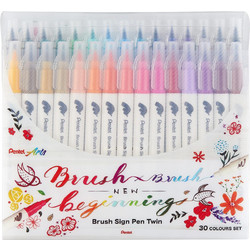 Μαρκαδόροι Pentel Arts Brush Sign Pen Twin Σετ 30 Χρώματα