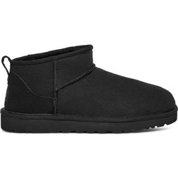 UGG Classic Ultra Mini Ανδρικά Chelsea Μποτάκια Δερμάτινα Μαύρα με Γούνα 1137391-BLK