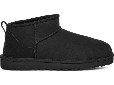 UGG Classic Ultra Mini Ανδρικά Chelsea Μποτάκια Δερμάτινα Μαύρα με Γούνα 1137391-BLK