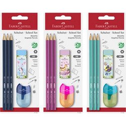ΣΕΤ ΓΡΑΦΗΣ FABER CASTELL 3 ΜΟΛΥΒΙΑ 1111 ΓΟΜΑ JUNGLE ΚΑΙ ΞΥΣΤΡΑ ΣΕ ΔΙΑΦΟΡΑ ΧΡΩΜΑΤΑ 111181