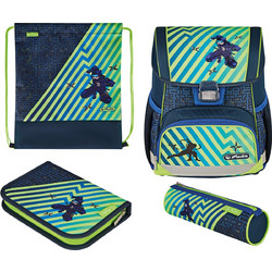 Herlitz Loop Plus Funky Ninja Σχολική Τσάντα Πλάτης Δημοτικού Μπλε 50043118