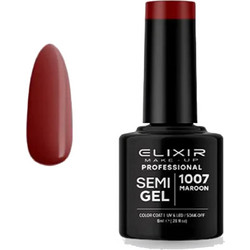 Elixir Semigel 1007 Maroon Ημιμόνιμο Βερνίκι Νυχιών 8ml