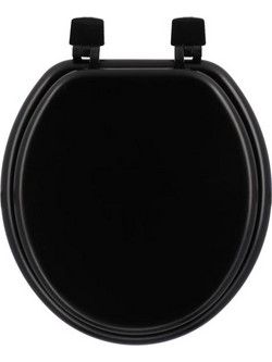 AriaTrade Καπάκι Λεκάνης Οβάλ Ξύλινο Μαύρο 45x37.5cm AT0000772
